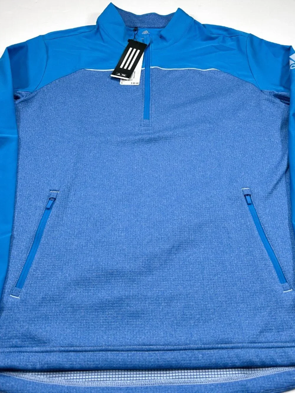 Adidas Golf Go-To 1/4 Zip Large Blue Long Sleeve Pullover NEW NWT - Picture 2 of 5